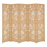 5 Biombo Floral Folha Ripado Divisor Ambiente Madeira Mdf M1