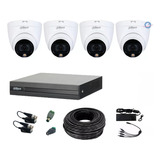 Kit Cctv 4 Cámaras Dahua Domo Full Color 2mp 4ch 500gb 