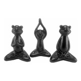 Estatueta Trio Sapos Ioga Meditando Decoração Sapinho Enfeit