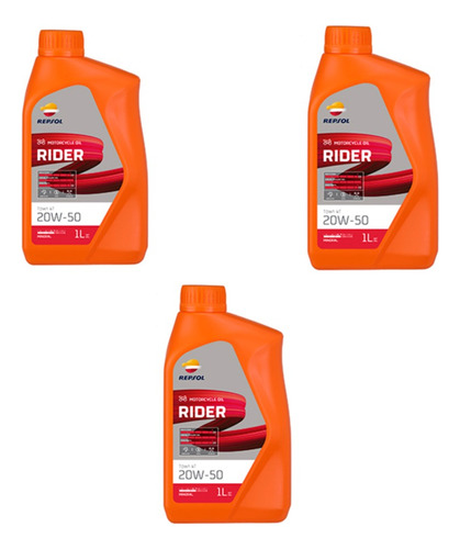 Pack 3l Aceite Motocicleta Repsol Rider 4t Mineral 20w50