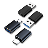 Adaptador Otg Usb Tipo C A Usb 3.0 Universa 4 Piezas Negro