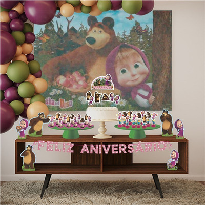Kit Festa Lembrancinha Decoração Masha E O Urso