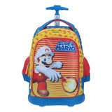 Mochila Con Ruedas Grande Chenson Mario Bros Firel Para Prim Color Amarillo