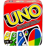 Uno Family Card Game, Con 112 Tarjetas En Una Lata De Almace