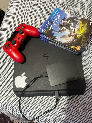 Playstation 4 Slim 500gb + 1 Controle (vermelho) + 5 Jogo + Memória Expansiva De 1tb 