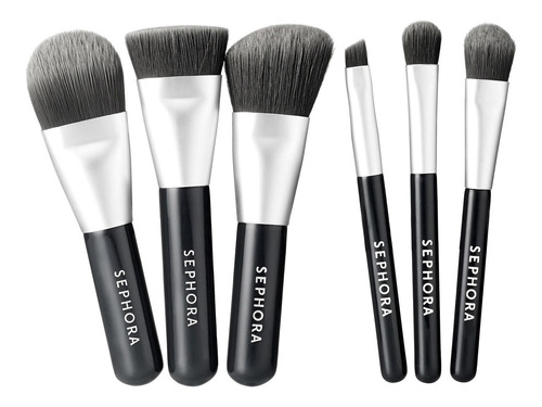 Set De 6 Brochas Sephora Mini Deluxe Charcoal Antibacterial