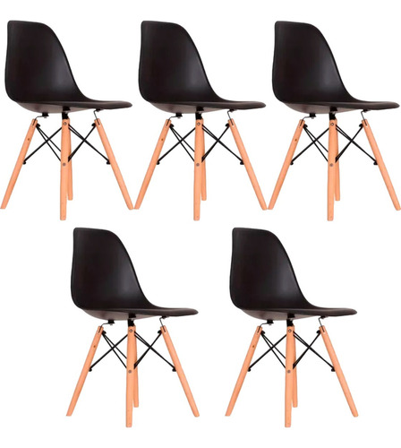 Kit 5 Cadeiras Sala Mesa De Jantar Com Encosto Charles Eames