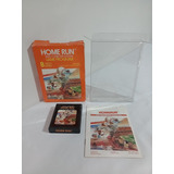 Atari 2600 Home Run En Caja, Juego, Manual Y Protector (b)