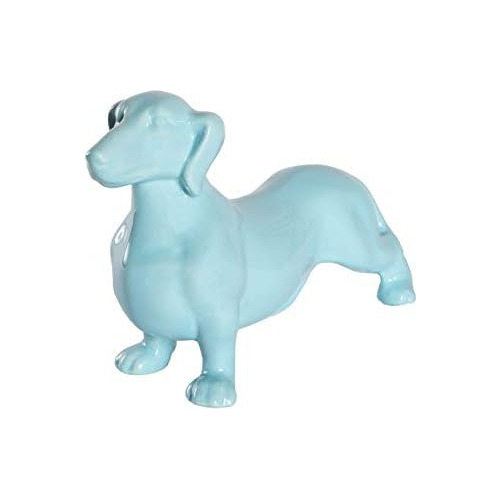 Dachshund Dog Statue - Shiny Blue Standing Ceramic Dog ...