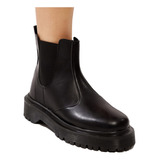 Botas Caña Elastico Taco Bajo Mujer Botinetas Eco Cuero 2527