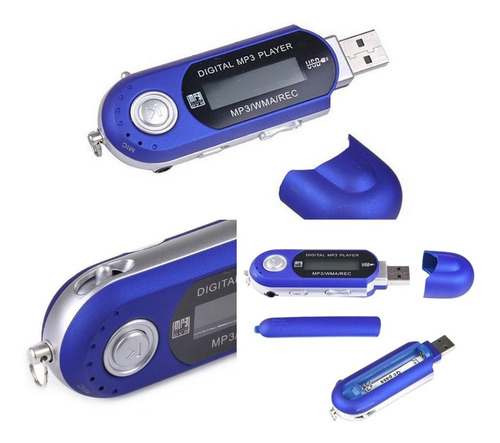 Reproductor Mp3 Digital Radio Fm Grabador De Voz Azul