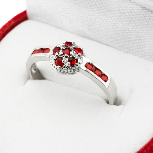 Anillo Frutilla Medio Sin Fin Plata 925 Con Piedras Mujer