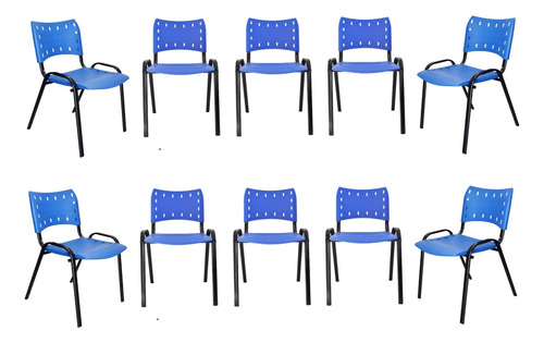Kit 10 Cadeiras Iso Auditórios Clinicas Pousadas Ferro Eh