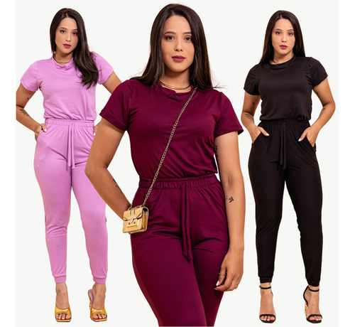 Conjunto Feminino Calça E Blusa Suede Social Trabalho