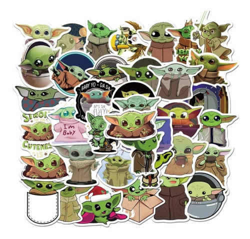 Set 50 Stickers Baby Yoda Grogú Jedi Star Wars Calcomanias