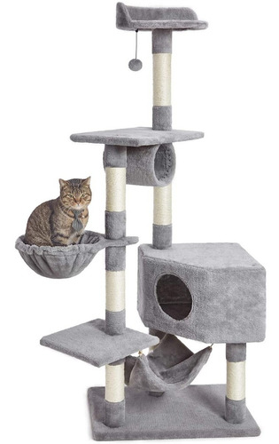 Rascador Torre 150cm Gato Arbol Trepador Terciopelo + Hamaca