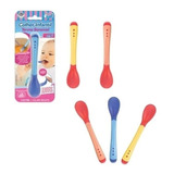 Kit 2 Colher Infantil Ponta Silicone Termossensível Bebês