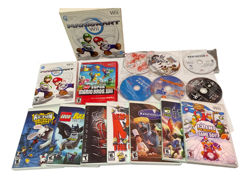 Lote 15 Juegos Originales Nintendo Wii+mario Kart + Volante 