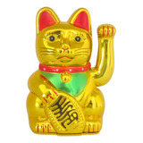 Gato Da Sorte Japonês Maneki Neko Dourado Decorativo Enfeite
