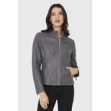 Chaqueta Mao Ecocuero Gris Nicopoly