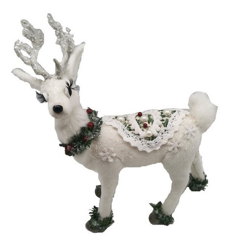 Decoracion Navideña Adorno De Navidad Alce Blanco 30cm