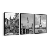 Quadro Londres Amsterdã Torre Eiffel Para Sala Casa Corredor