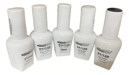 Kit 5 Esmaltes Permanentes Cherimoya Base/top/primer