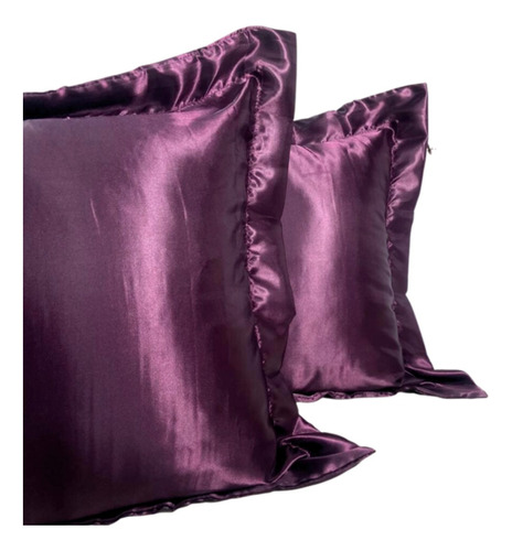 2 Fronhas Cetim De Seda Antifrizz C/ 4 Abas 50x70 Imbatível Cor Violeta