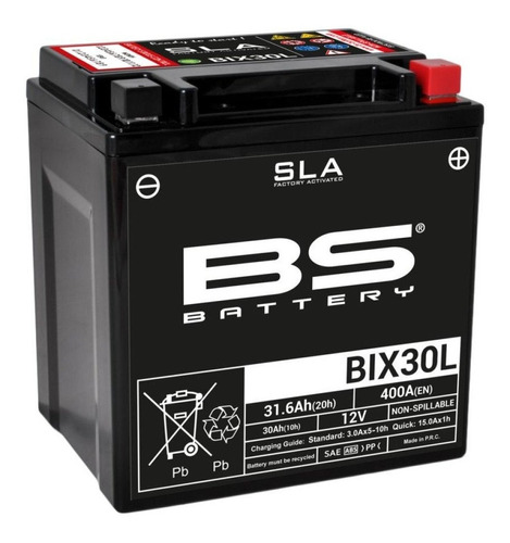 Batería Moto Bs Battery Bix30l 12v 30a