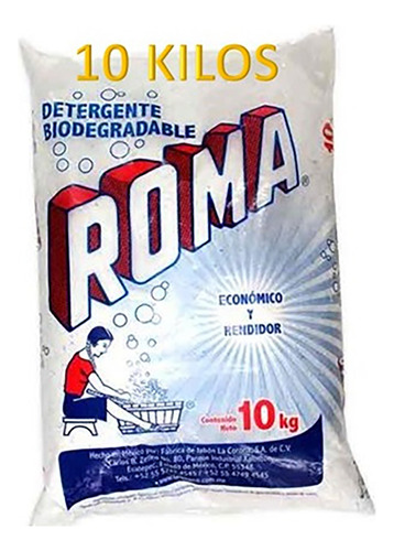 Roma Bolsa 10 Kilos Detergente En Polvo Biodegradable, Jabon