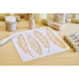 Stencil Pluma Nordica 30x30 Tela Piso Cupa Home Deco