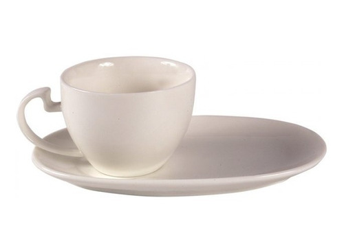 Set X6 Taza Con Plato Porcelana + Asa Desayuno Merienda