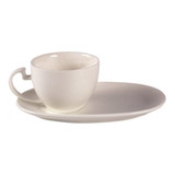 Set X6 Taza Con Plato Porcelana + Asa Desayuno Merienda