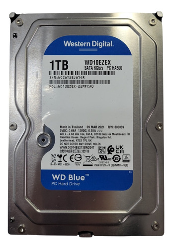 Hd 1tb - Sata - Western Digital - Wd Blue 7200rpm - Wd10ezex - 22mfcaao