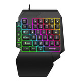 Teclado Semi Mecanico Single Hand Rgb Apoio Pulso One Handed Cor De Teclado Preto Idioma Português Brasil