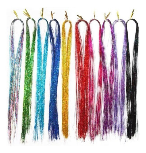 Tinsel Hair Extensiones Oropel Holográfico Cabello Brillante