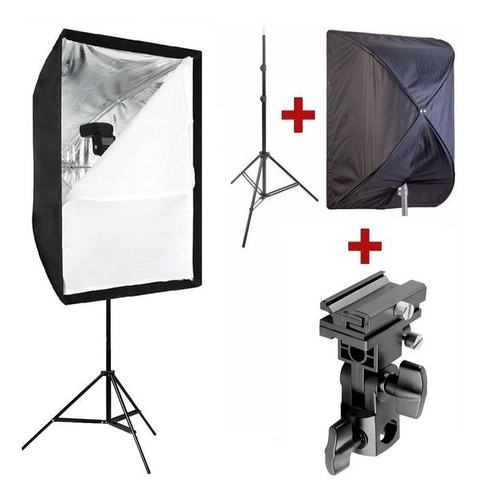 Kit Softbox Speedlight Tripé Softbox 60x90 Suporte Ls27