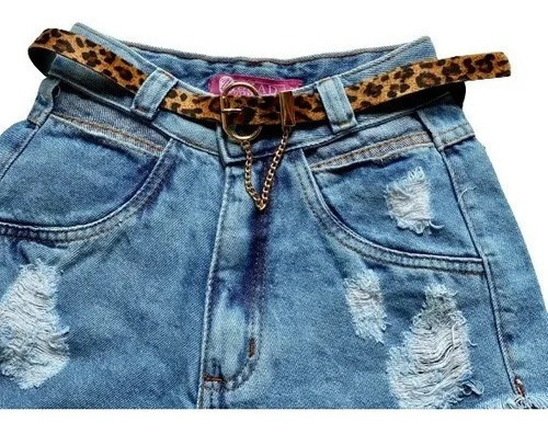 Cinto Feminino Animal Print Couro Sintético Corrente