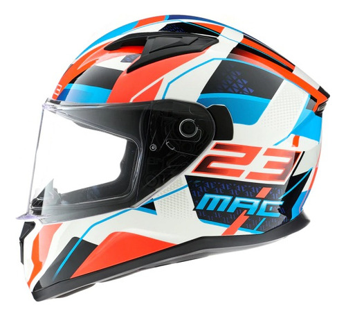 Casco Integral Moto Mac Speed Zwitz Rojo Azul Blanco Brillo