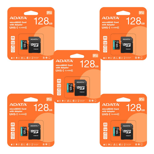 Kit 5 Tarjeta De Memoria Micro Sd Adata 128gb A2 V30