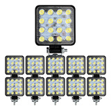 Kit 10 Farol Milha 16 Led 48w 12v/24v Quadrad Off-road 6000k