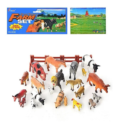 Set X20 Muñecos Animales Granja Finca 14cm Juguete