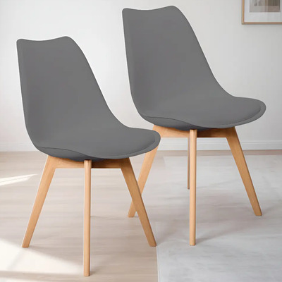 Set\u002Fkit 2 Silla Tulip Hood Acojinada Moderna Minimalista Estructura Reforzada Asiento Gris Oscuro | Envío gratis