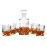 Set Licorera Decanter Whisky Hermético + 6 Vasos 230ml 