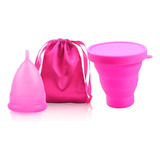 Copa Menstrual Certificada Fda + Vaso Esterilizador Rosa S