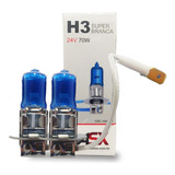Par Lampada Super Branca Conector H3 Tipo Halogenea 24v 70w