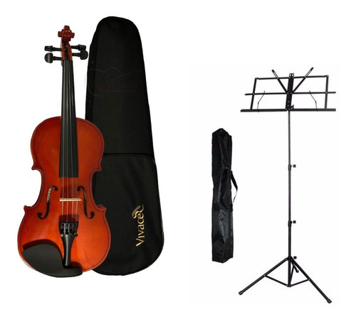 Violino Vivace Mozart Mo44 4/4 + Estante Partitura Completo Cor Natural