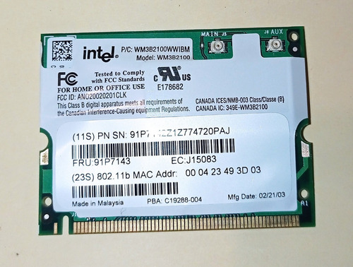 Intel Wifi 2100 Bg Lan Mini-pci Wm3b2100 Ieee 802.11b/g