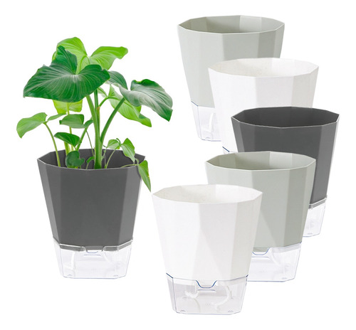 6 Pcs Macetas De Plástico Con Riego Automático Para Plantas