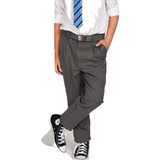 Pantalón Colegial Gris De Sarga Con Medio Elástico T38-42